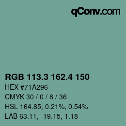 カラーコード: RGB 113.3 162.4 150 | qconv.com