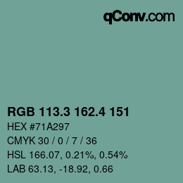 カラーコード: RGB 113.3 162.4 151 | qconv.com