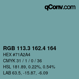 カラーコード: RGB 113.3 162.4 164 | qconv.com