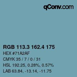 カラーコード: RGB 113.3 162.4 175 | qconv.com