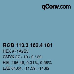 カラーコード: RGB 113.3 162.4 181 | qconv.com