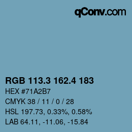 カラーコード: RGB 113.3 162.4 183 | qconv.com