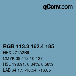カラーコード: RGB 113.3 162.4 185 | qconv.com