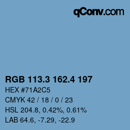 カラーコード: RGB 113.3 162.4 197 | qconv.com