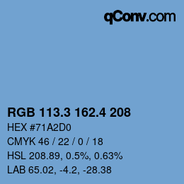 カラーコード: RGB 113.3 162.4 208 | qconv.com