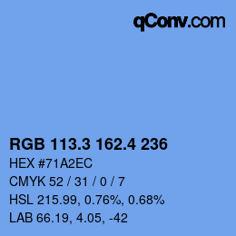 カラーコード: RGB 113.3 162.4 236 | qconv.com