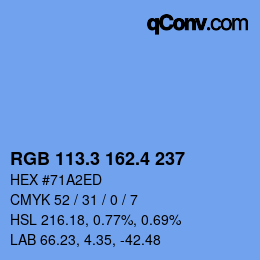 カラーコード: RGB 113.3 162.4 237 | qconv.com