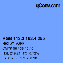 カラーコード: RGB 113.3 162.4 255 | qconv.com