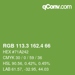 カラーコード: RGB 113.3 162.4 66 | qconv.com