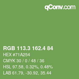 カラーコード: RGB 113.3 162.4 84 | qconv.com