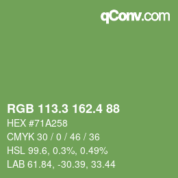 カラーコード: RGB 113.3 162.4 88 | qconv.com