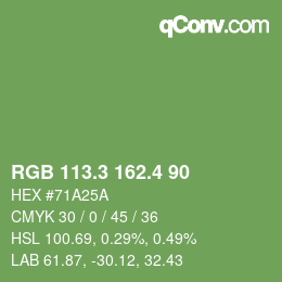 カラーコード: RGB 113.3 162.4 90 | qconv.com