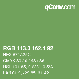 カラーコード: RGB 113.3 162.4 92 | qconv.com
