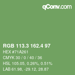 カラーコード: RGB 113.3 162.4 97 | qconv.com