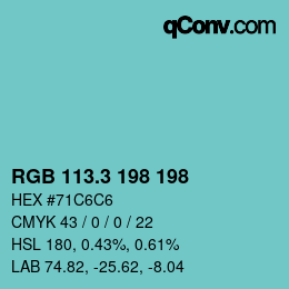 カラーコード: RGB 113.3 198 198 | qconv.com