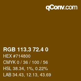 カラーコード: RGB 113.3 72.4 0 | qconv.com