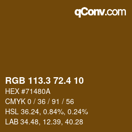 カラーコード: RGB 113.3 72.4 10 | qconv.com
