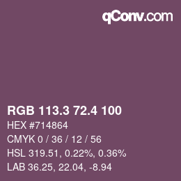 カラーコード: RGB 113.3 72.4 100 | qconv.com