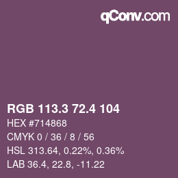 カラーコード: RGB 113.3 72.4 104 | qconv.com