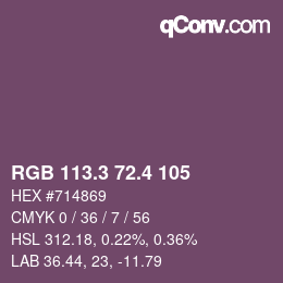 カラーコード: RGB 113.3 72.4 105 | qconv.com