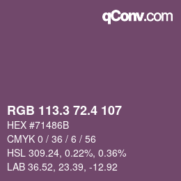 カラーコード: RGB 113.3 72.4 107 | qconv.com