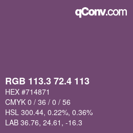 カラーコード: RGB 113.3 72.4 113 | qconv.com