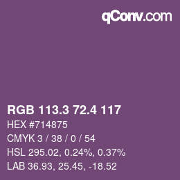 カラーコード: RGB 113.3 72.4 117 | qconv.com