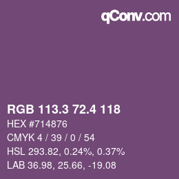 カラーコード: RGB 113.3 72.4 118 | qconv.com