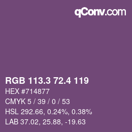 カラーコード: RGB 113.3 72.4 119 | qconv.com
