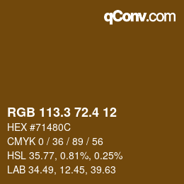 カラーコード: RGB 113.3 72.4 12 | qconv.com
