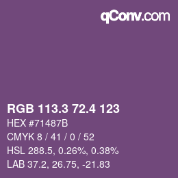 カラーコード: RGB 113.3 72.4 123 | qconv.com