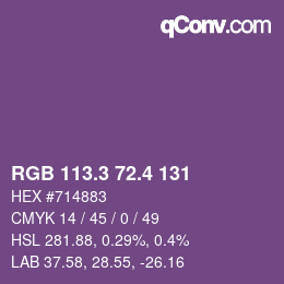 カラーコード: RGB 113.3 72.4 131 | qconv.com