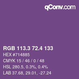 カラーコード: RGB 113.3 72.4 133 | qconv.com