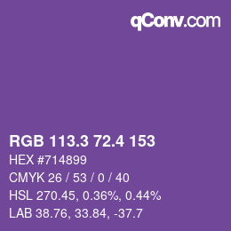 カラーコード: RGB 113.3 72.4 153 | qconv.com