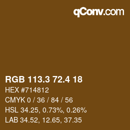 カラーコード: RGB 113.3 72.4 18 | qconv.com