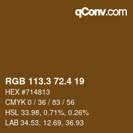 カラーコード: RGB 113.3 72.4 19 | qconv.com