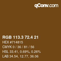カラーコード: RGB 113.3 72.4 21 | qconv.com