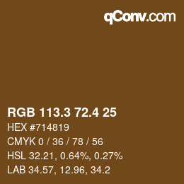 カラーコード: RGB 113.3 72.4 25 | qconv.com