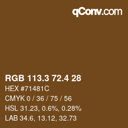 カラーコード: RGB 113.3 72.4 28 | qconv.com