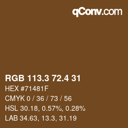 カラーコード: RGB 113.3 72.4 31 | qconv.com