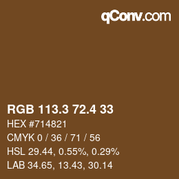 カラーコード: RGB 113.3 72.4 33 | qconv.com