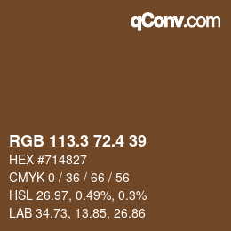 カラーコード: RGB 113.3 72.4 39 | qconv.com