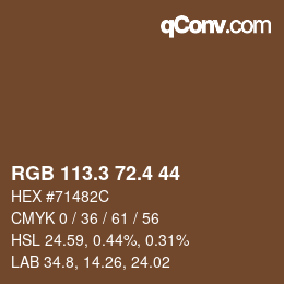 カラーコード: RGB 113.3 72.4 44 | qconv.com