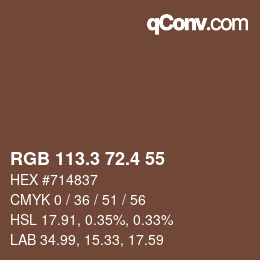カラーコード: RGB 113.3 72.4 55 | qconv.com
