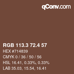 カラーコード: RGB 113.3 72.4 57 | qconv.com
