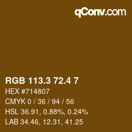 カラーコード: RGB 113.3 72.4 7 | qconv.com