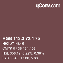 カラーコード: RGB 113.3 72.4 75 | qconv.com