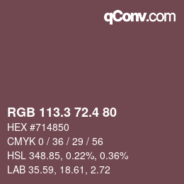 カラーコード: RGB 113.3 72.4 80 | qconv.com