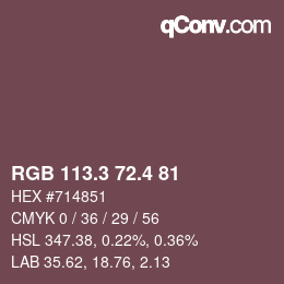 カラーコード: RGB 113.3 72.4 81 | qconv.com