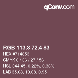 カラーコード: RGB 113.3 72.4 83 | qconv.com